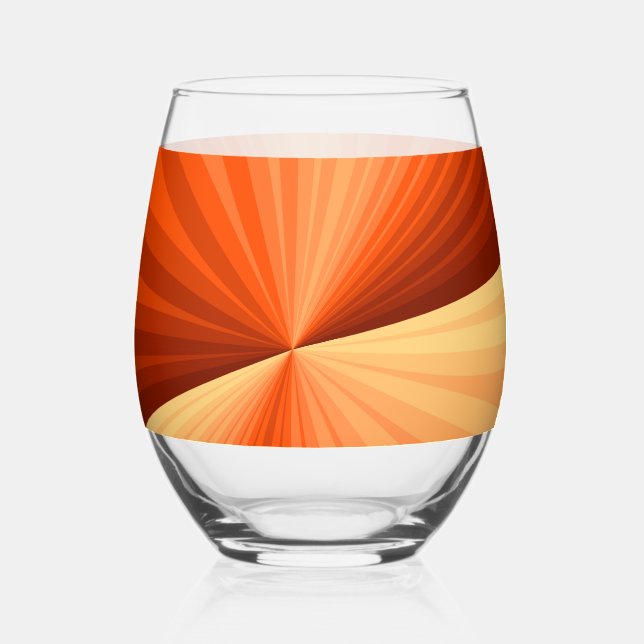 Modern Abstract Orange Red Vanilla Graphic Fractal Stemless Wine Glass (Front)