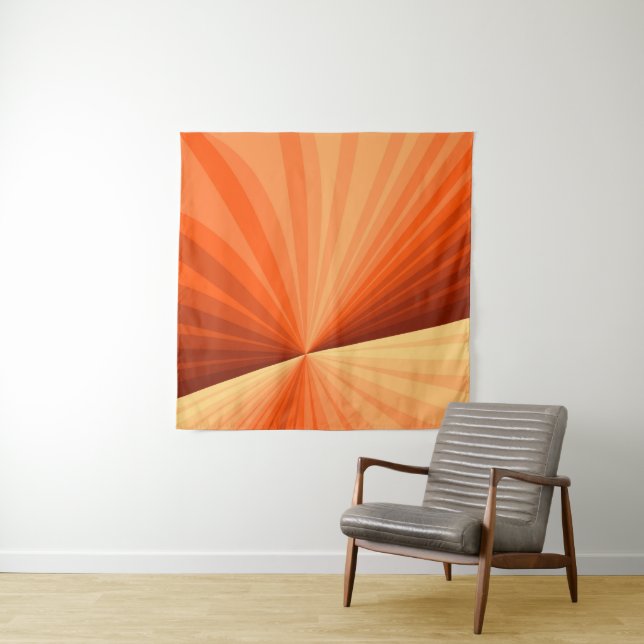 Modern Abstract Orange Red Vanilla Graphic Fractal Tapestry (In Situ (Horizontal))