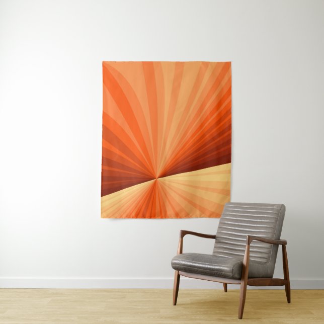 Modern Abstract Orange Red Vanilla Graphic Fractal Tapestry (In Situ)