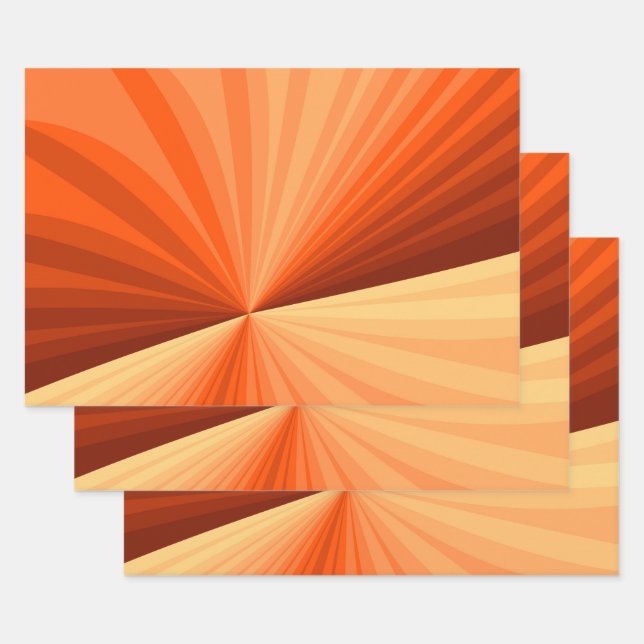 Modern Abstract Orange Red Vanilla Graphic Fractal Wrapping Paper Sheet (Set)