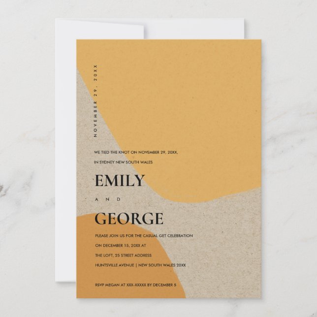 MODERN ABSTRACT ORANGE RUST WE TIED THE KNOT CARD (Front)