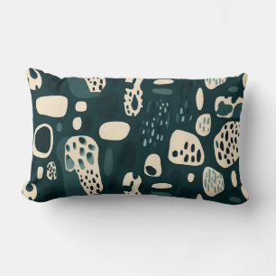 Modern Abstract Organic Shapes in Deep Teal Lumbar Pillow