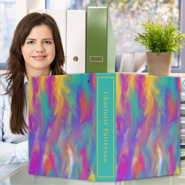 Modern Abstract Paint Name Binder (Modern abstract swash paint custom name binder in bright colors)