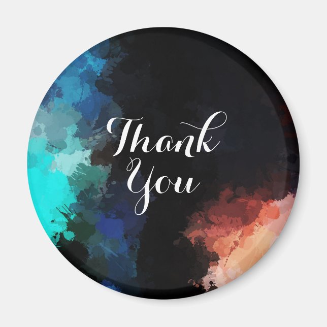 Modern Abstract Paint Splatters Thank You Magnet (Front)