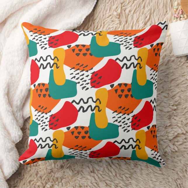 Modern Abstract Paint Strokes Pattern Throw Pillow (Blanket)