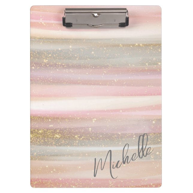 Modern Abstract Paint Strokes with Glitter  Clipboard (Front)