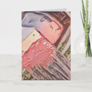 Modern abstract paintbrush art warm colors card
