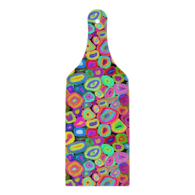 Modern Abstract Painted Funky Circles Cutting Board (Front)