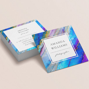 Modern Abstract Painted Pattern Square Square Business Card