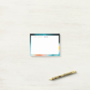 Modern abstract painterly border and scripted post-it notes
