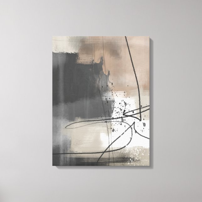 Modern Abstract Painting Brown Black Minimalist Canvas Print (Front)