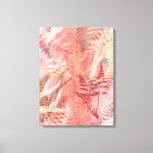 Modern Abstract Painting Coral Pink Fern Leaves Canvas Print