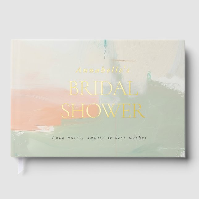 Modern Abstract Painting Foil Bridal Shower Guest Book (Front)