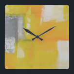 modern abstract painting grey yellow white square wall clock<br><div class="desc">modern abstract painting grey yellow white</div>