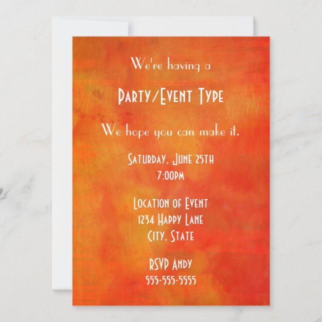 Modern Abstract Painting in Orange Generic Party Invitation (Front)