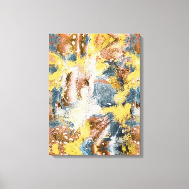 Modern Abstract Painting Mustard Teal Gold White  Canvas Print (Front)