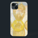 Modern Abstract Painting on Newsprint iPhone 13 Case<br><div class="desc">Romance is peaking its head out in this painting by Jennifer Goldberger. Circles and football shapes are layered on top of a newsprint background,  hiding most of the words. Some peak through,  especially romance. An avant garde selection that would make a great addition to your wall!</div>