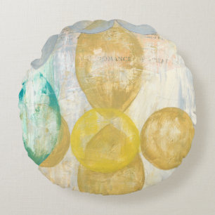 Modern Abstract Painting on Newsprint Round Pillow