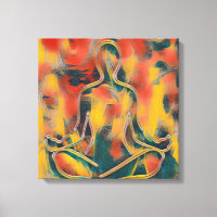 Modern Abstract Painting Yoga Yellow Red Green