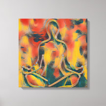 Modern Abstract Painting Yoga Yellow Red Green 