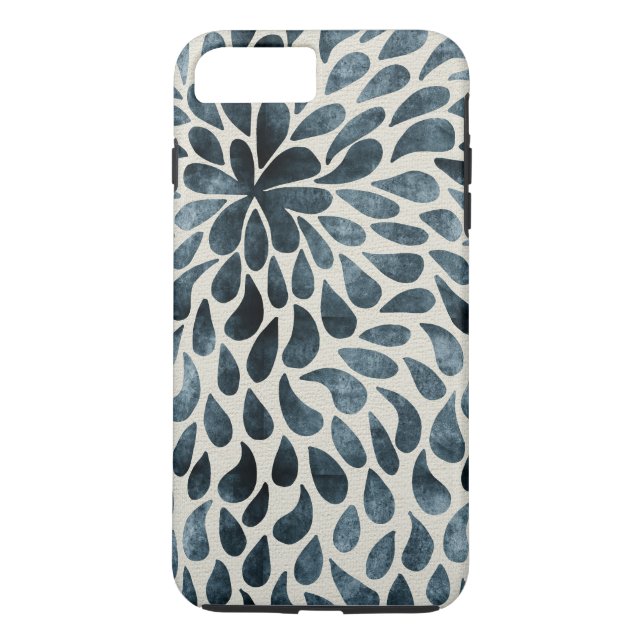 Modern Abstract Paisley Flower in Blue and White Case-Mate iPhone Case (Back)