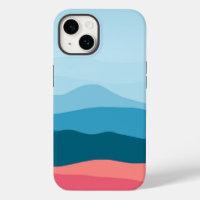 Modern Abstract Pastel Blue Pink Mountains