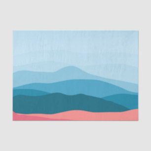 Modern Abstract Pastel Blue Pink Mountains Tissue Paper