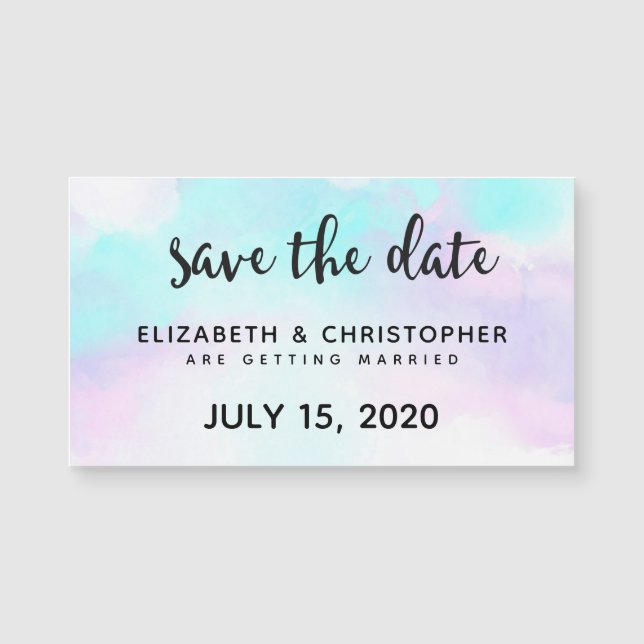 Modern Abstract Pastel Blue & Purple Save The Date (Front)
