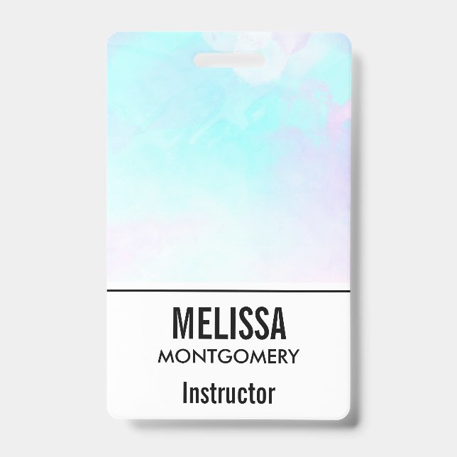 Modern Abstract Pastel Blue & Purple Watercolor Badge (Front)