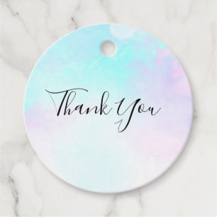 Modern Abstract Pastel Blue & Purple Watercolor Favour Tags