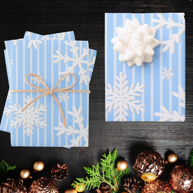 Modern Abstract Pastel Blue Snowflake Pattern  Wrapping Paper Sheet (Creator Uploaded)