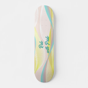 Modern Abstract Pastel Fluid Waves & Mesh Skateboard