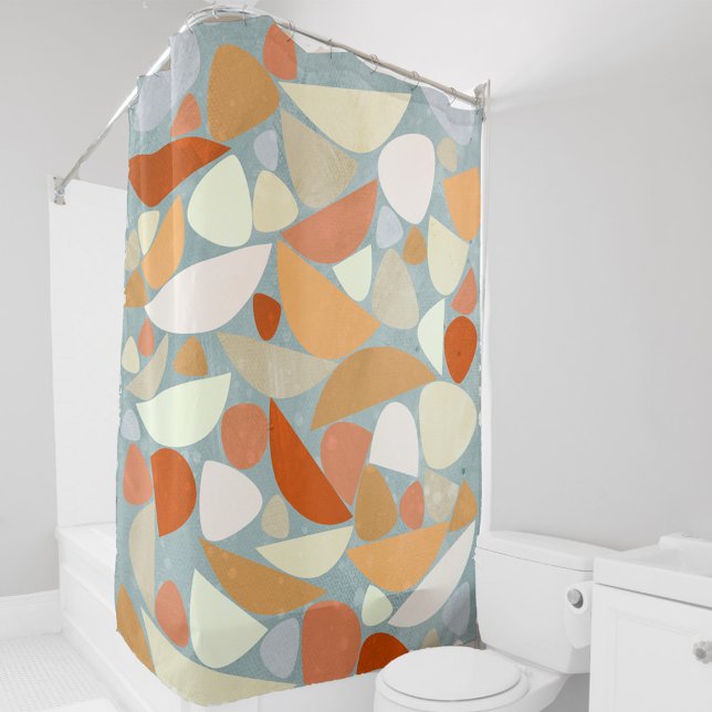 Modern Abstract Pastel Geometric (Modern abstract shapes orange cream peach sea foam teal art shower curtain)