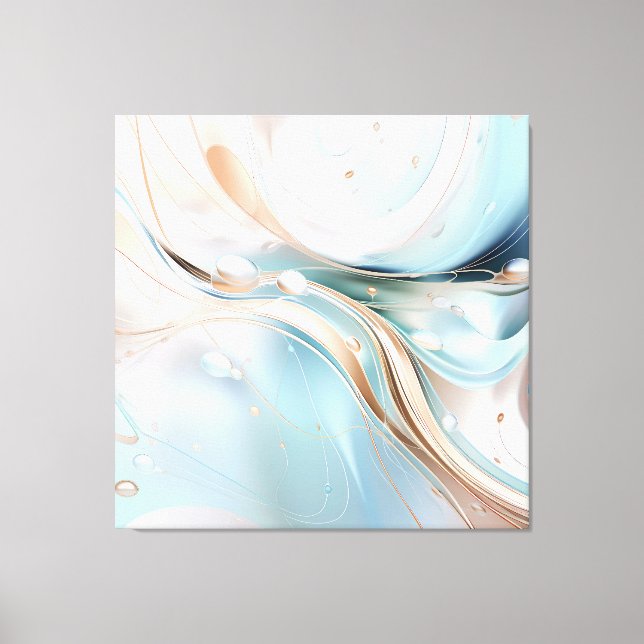 Modern abstract pastel light blue and blush pink canvas print (Front)