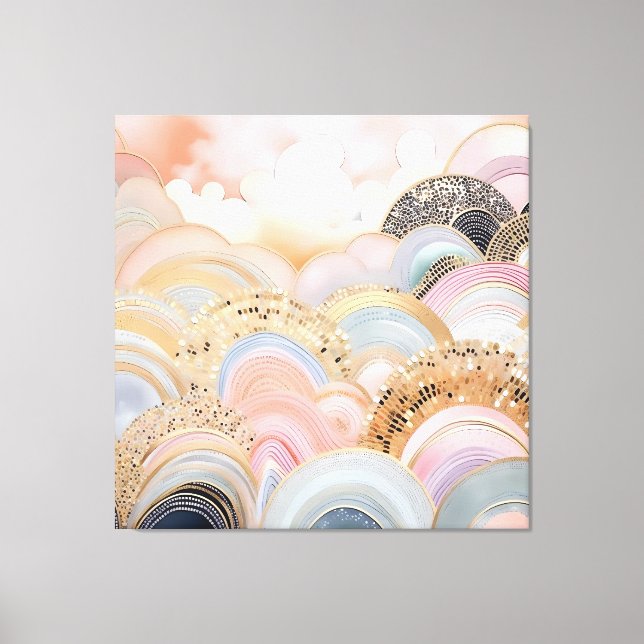 Modern abstract pastel light pink and beige canvas print (Front)