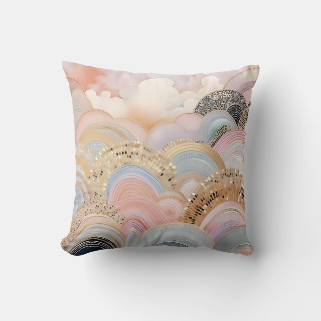Modern abstract pastel light pink and beige throw pillow (Front)
