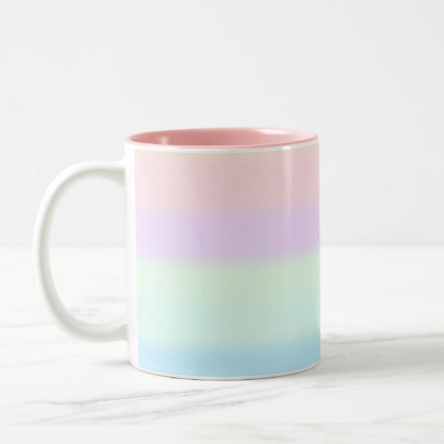Modern Abstract Pastel Multicolored Gradient Two-Tone Coffee Mug (Left)