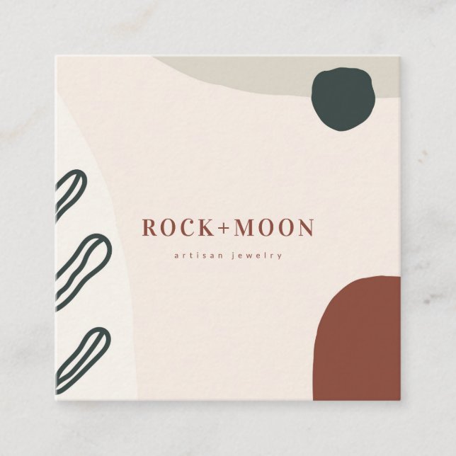 Modern Abstract Pastel Pink Blush Organic Shapes Square Business Card (Front)