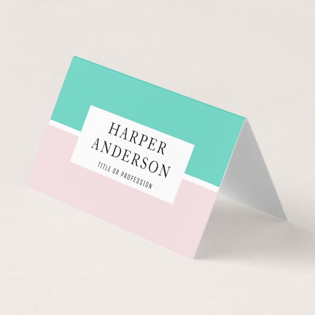 Modern Abstract Pastel Pink & Mint Professional Business Card (Front)
