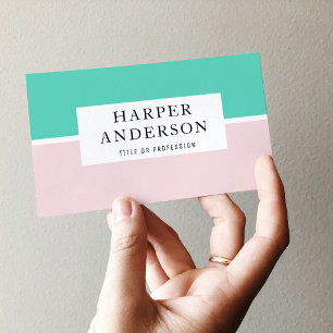 Modern Abstract Pastel Pink & Mint Professional Business Card