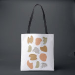 Modern Abstract Pastel Shapes Tote Bag<br><div class="desc">Pretty grey,  dark orange,  pink,  and green abstract shapes. Some have black offset outlines.</div>