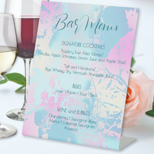 Modern Abstract Pastel Wedding Bar Menu Pedestal Sign