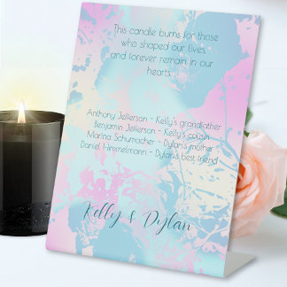 Modern Abstract Pastel Wedding In Memorial  Pedestal Sign