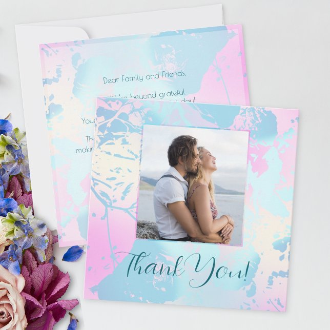 Modern Abstract Pastel Wedding Thank You Card (Creator Uploaded)