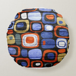 Modern Abstract Pastel Wood Look Round Pillow