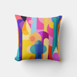 Modern abstract pattern bright colourful decorativ throw pillow
