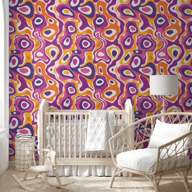 Modern Abstract Pattern in bright pink Wallpaper (Kids)