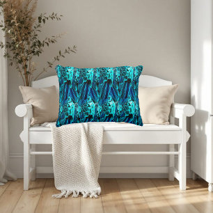 Modern abstract pattern in emerald and blue tones accent pillow