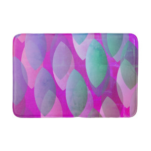 Modern Abstract Pattern   Magenta Purple Pink Teal Bath Mat