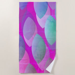 Modern Abstract Pattern   Magenta Purple Pink Teal Beach Towel